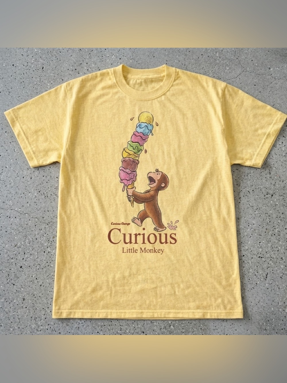 Yellow Curious George Graphic Tee for Womenβs and Menβs Size M